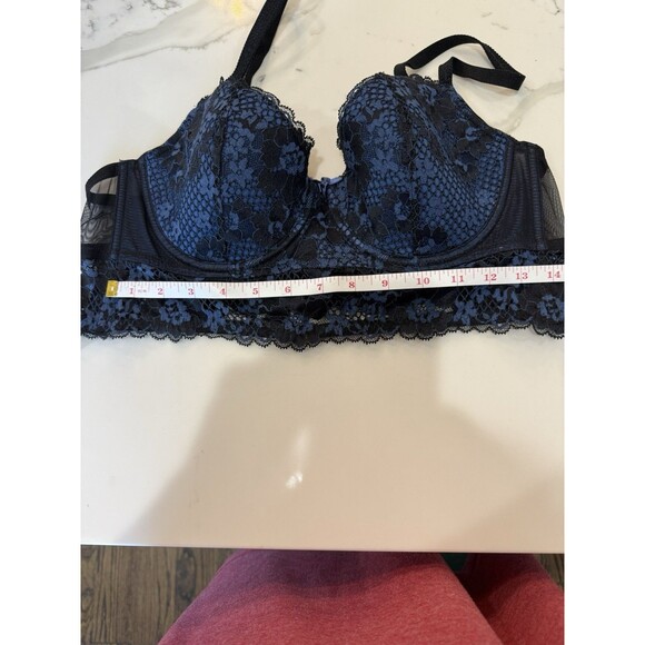 Adore Me Pacchi Contour Demi Bra 38C & Cheeky Bottoms Large Set Black/Navy NEW - Picture 8 of 15